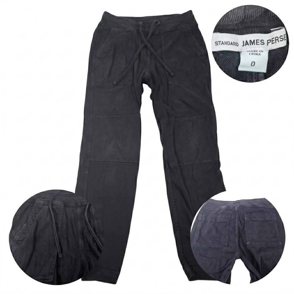 James Perse Black Utility Jogger‎ Pants Size 0 XS Cargo Pajama Lounge Travel